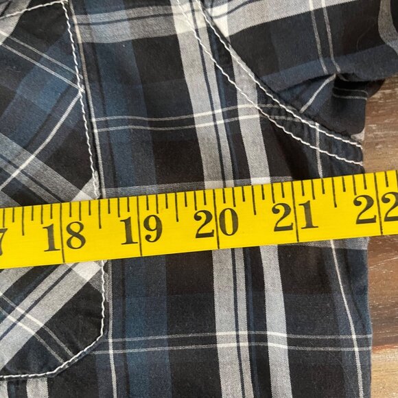 Affliction Mens Y2K Grunge Plaid Button Up Shirt Size XL Embroidered Graphic Alt - Picture 12 of 13